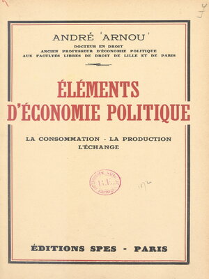 cover image of Éléments d'économie politique